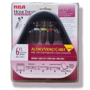 RCA Brand Home Theater Audio/Video Cables 6 FT Red/White/Yellow T06AV